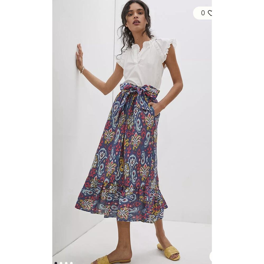 Anthropologie Blue and Pink Maxi Skirt
